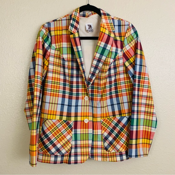 Vintage Jackets & Blazers - Vintage Multicolor Plaid Blazer